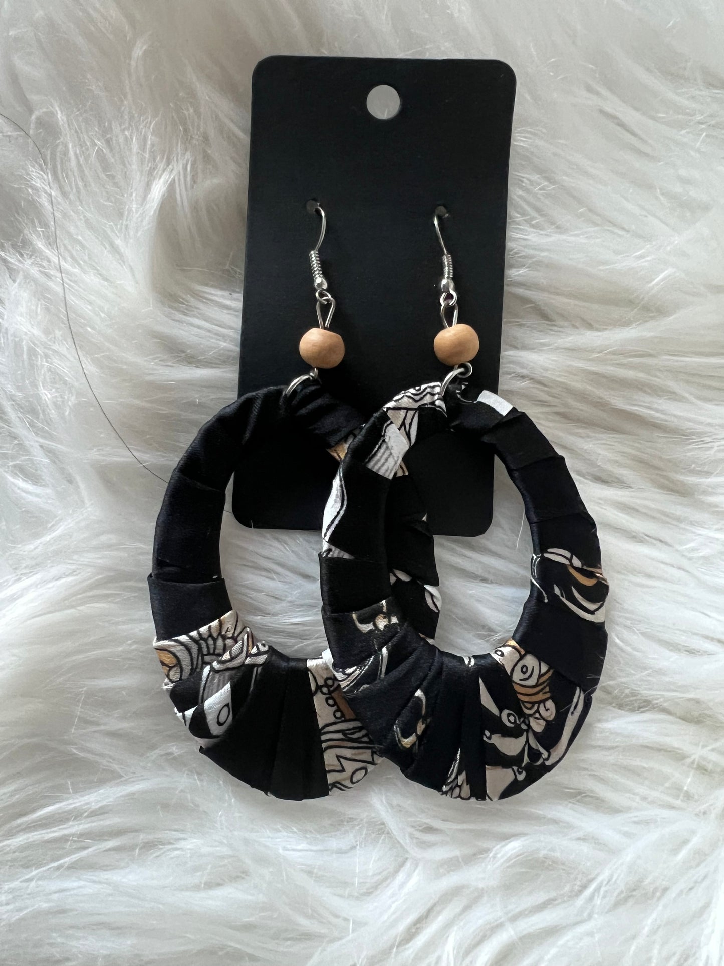 Black Cotton Wrapped Earrings