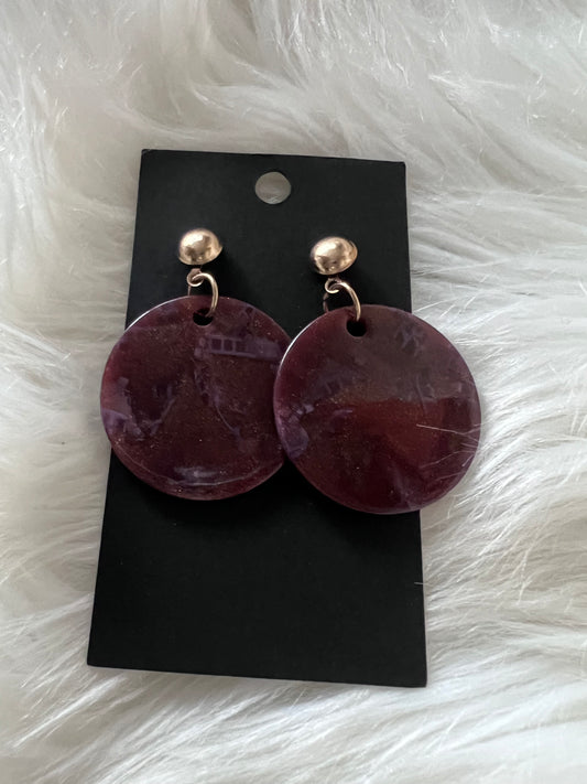 Gold Purple Acrylic Earrings