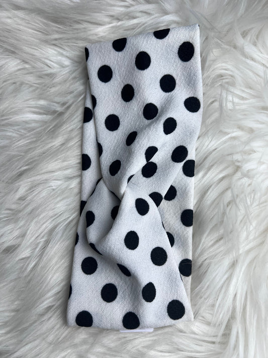 Cream Black Dots Headband