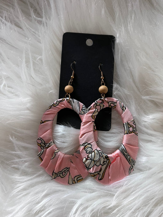 Pink Cotton Wrapped Earrings