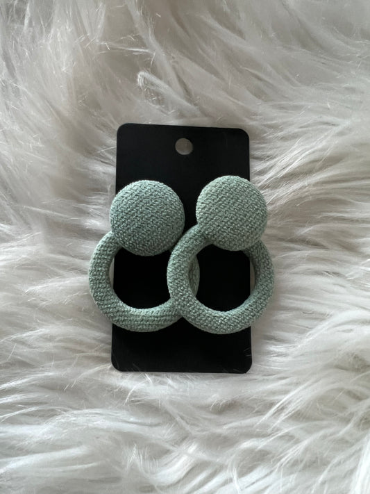 Sage Fabric Knob Earrings