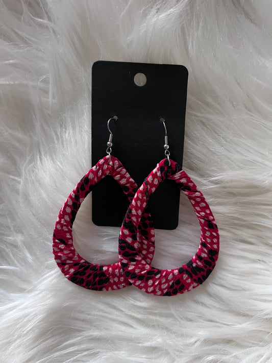 Red Crepe Teardrop Earrings