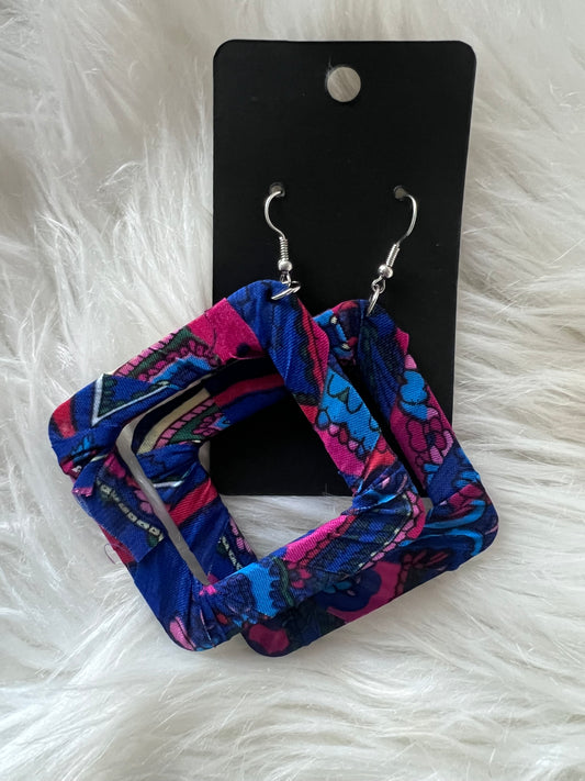 Blue Crepe Wrapped Earrings