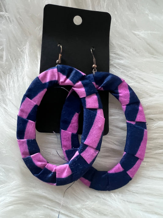 Purple Navy African Oval Earrings