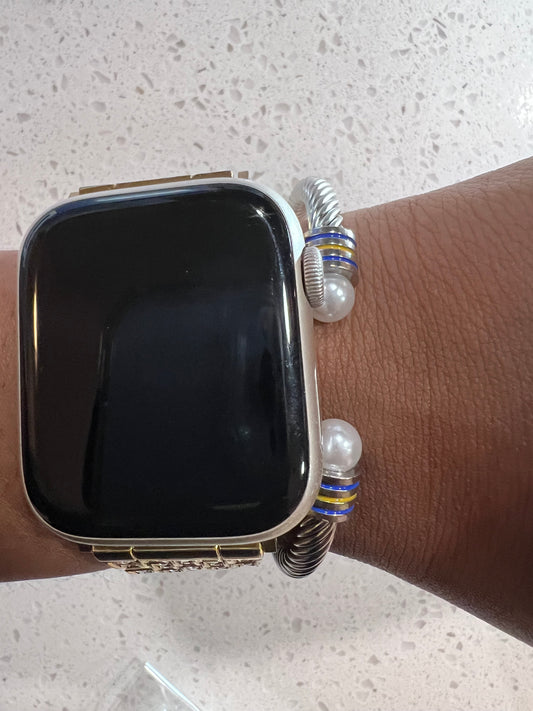 Blue/Yellow Pearl Cable Bracelet