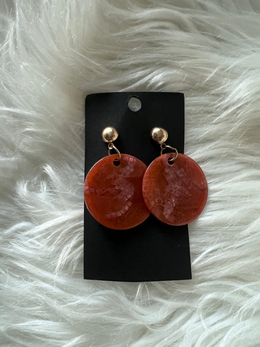 Orange Circle Acrylic Earrings