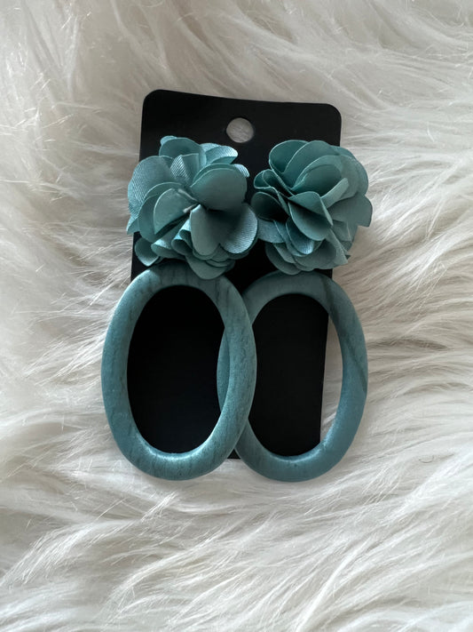 Blue Flower Satin Earrings