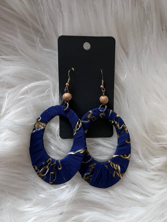 Navy Cotton Wrapped Earrings