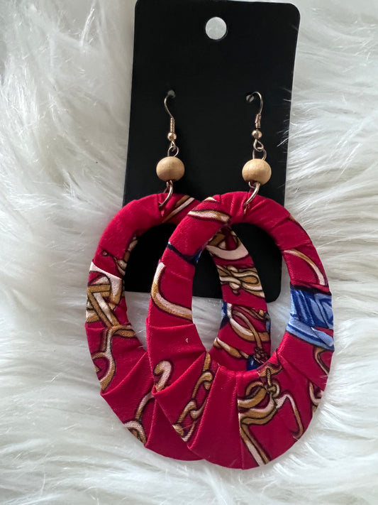 Red Cotton Wrapped Earrings