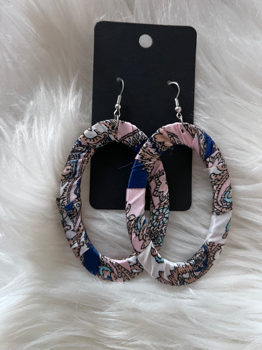 Pink Blue Satin Wrapped Earrings