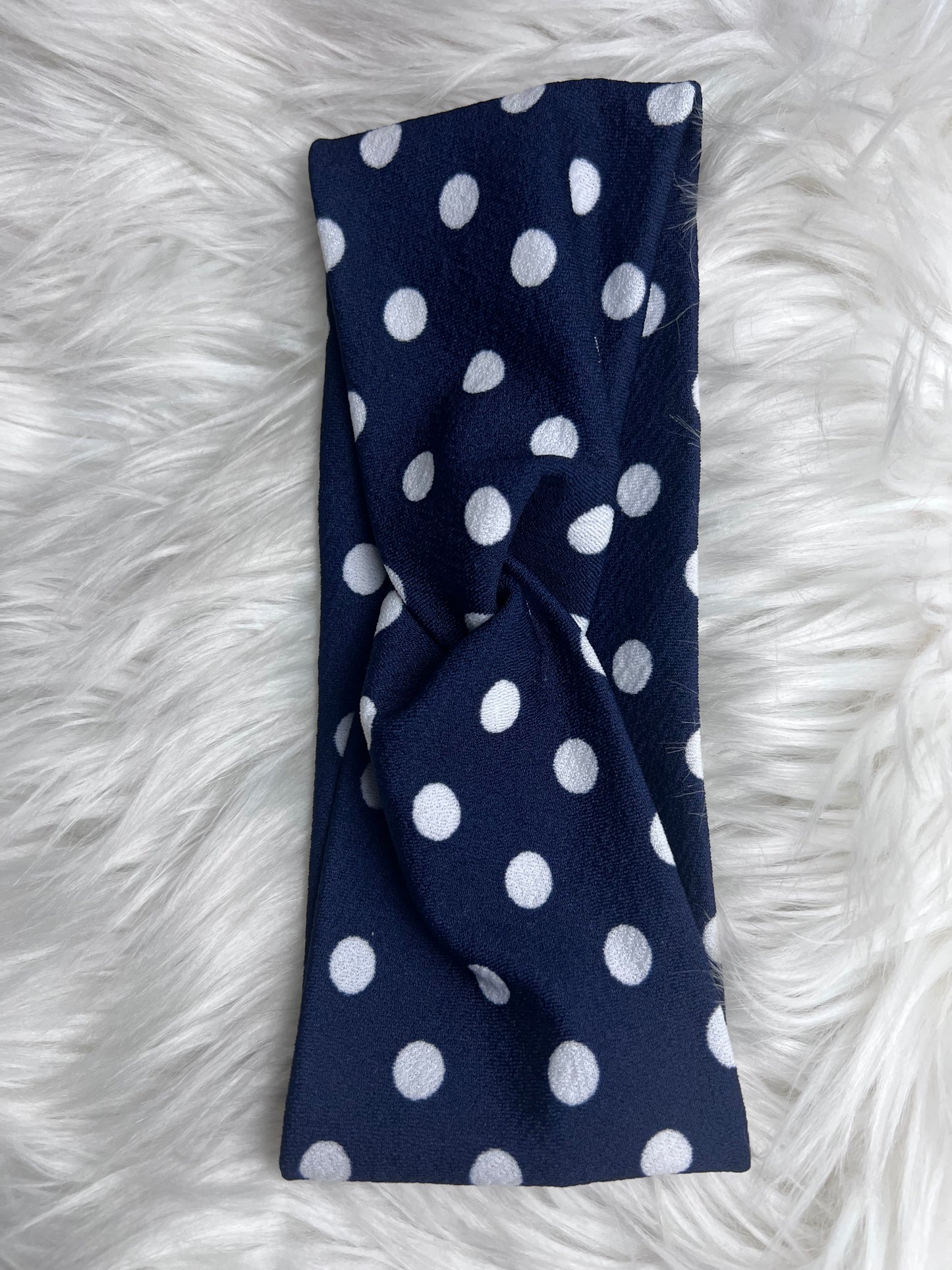 Navy White Dots Headband