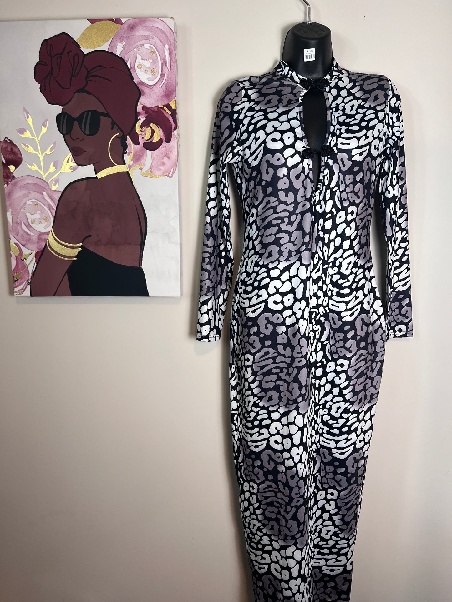 M Leopard Ombre Midi Dress