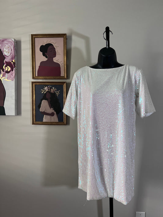 Boohoo Iridescent Sequin Shift Dress 12