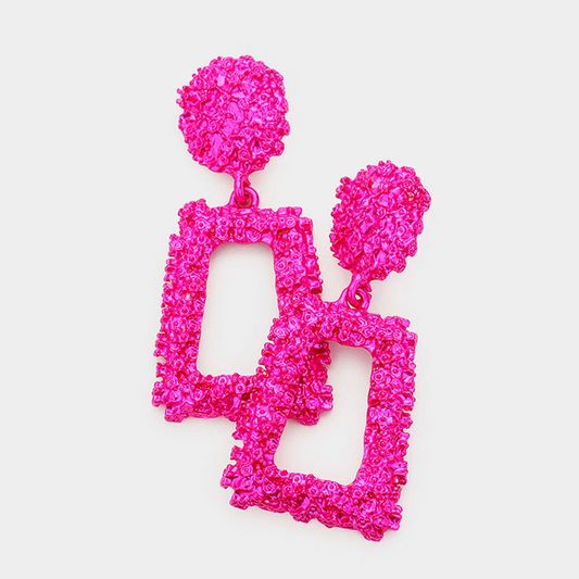 Hot Pink Trapezoid Earrings